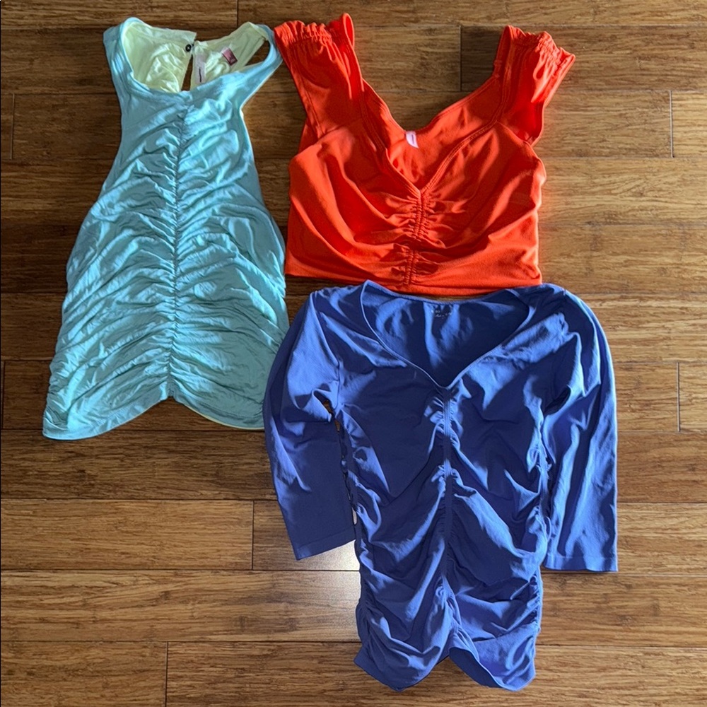 Free People, Pilcro, and BCBG Maxazria….2 Ruched Tanks and 1 Long Sleeve Top
